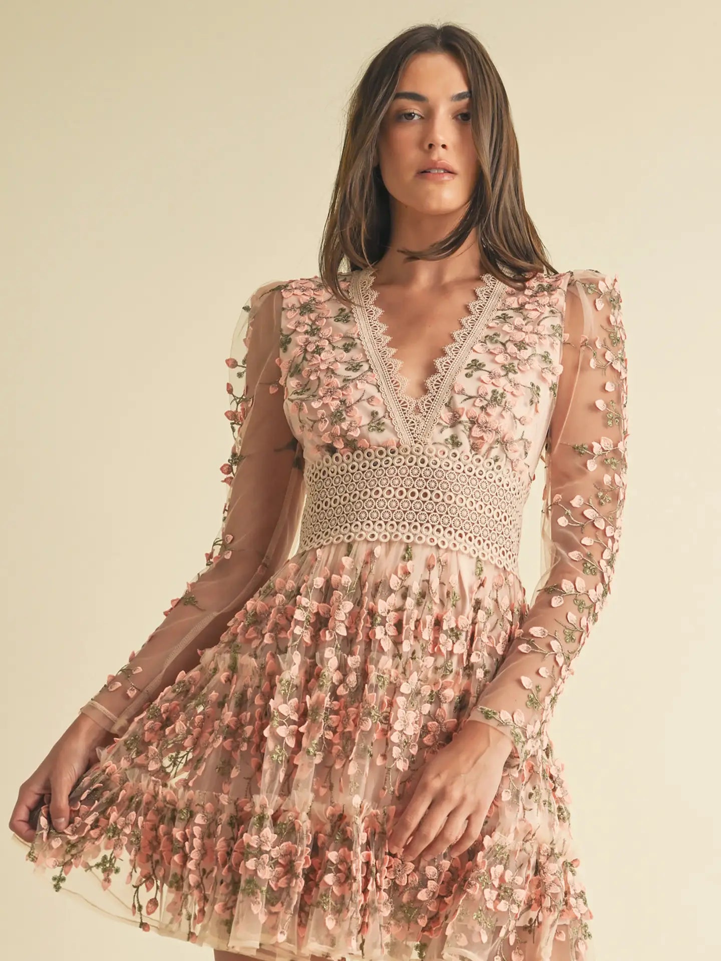 Floral Lace Mini Dress