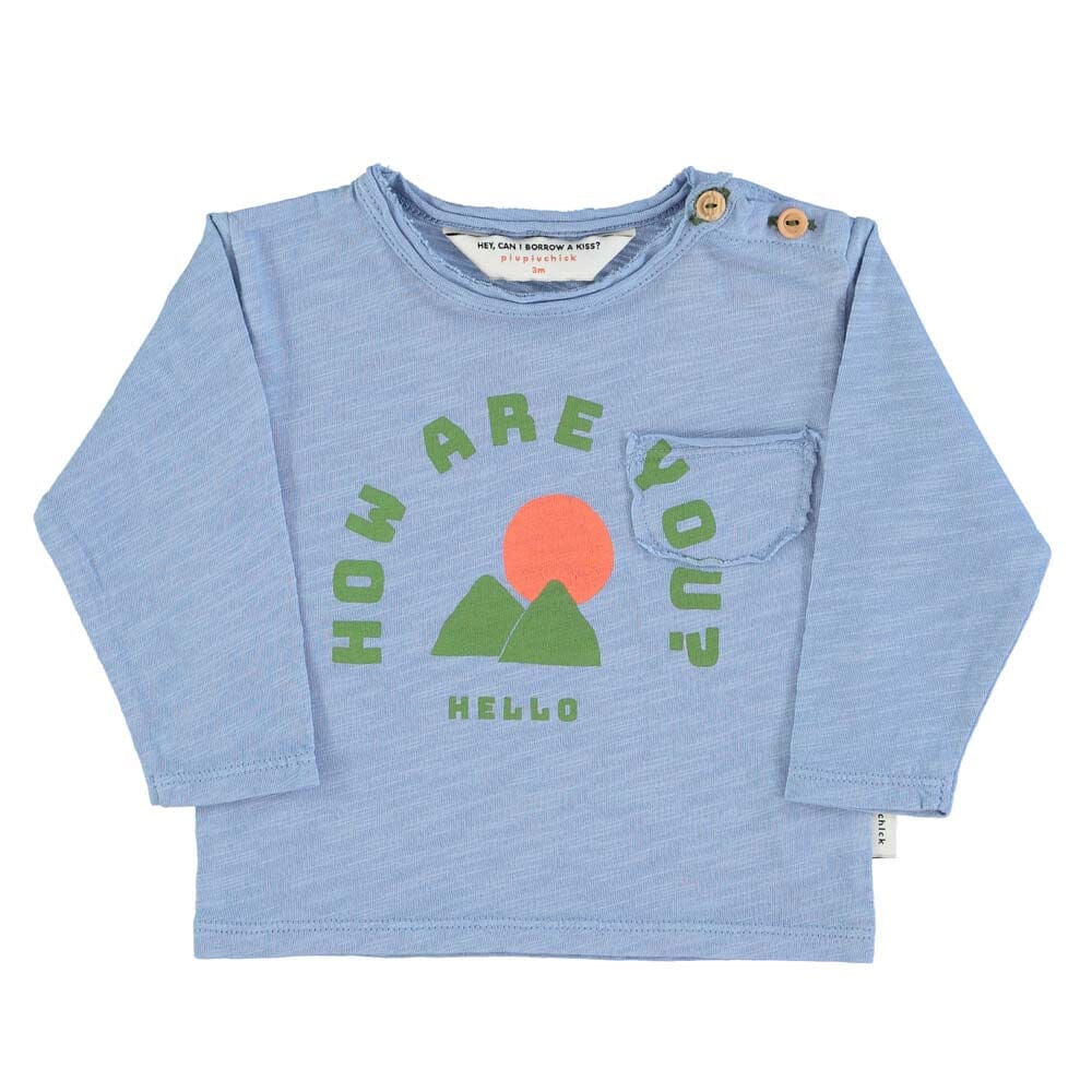 Baby Long Sleeve - Blue with "How are you?" Print - Mack & Harvie