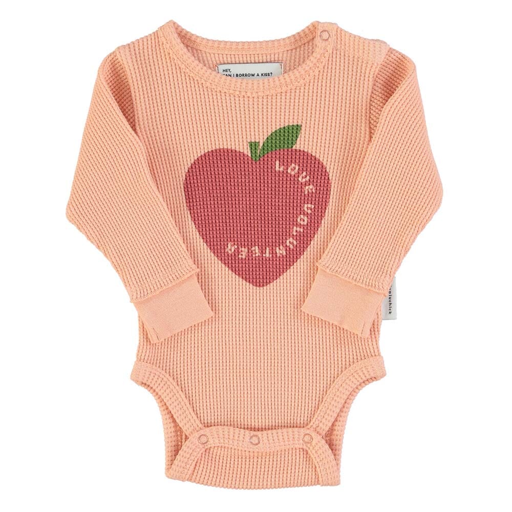 Baby Long Sleeve Bodysuit - Light Pink w/ Heart Print - Mack & Harvie
