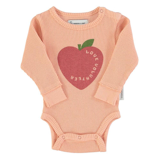 Baby Long Sleeve Bodysuit - Light Pink w/ Heart Print - Mack & Harvie