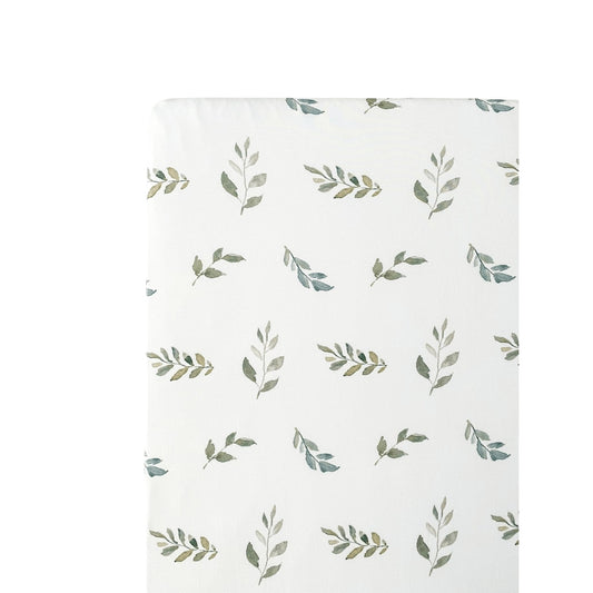 Bamboo Fitted Crib Sheet - Green Leaves - Mack & Harvie