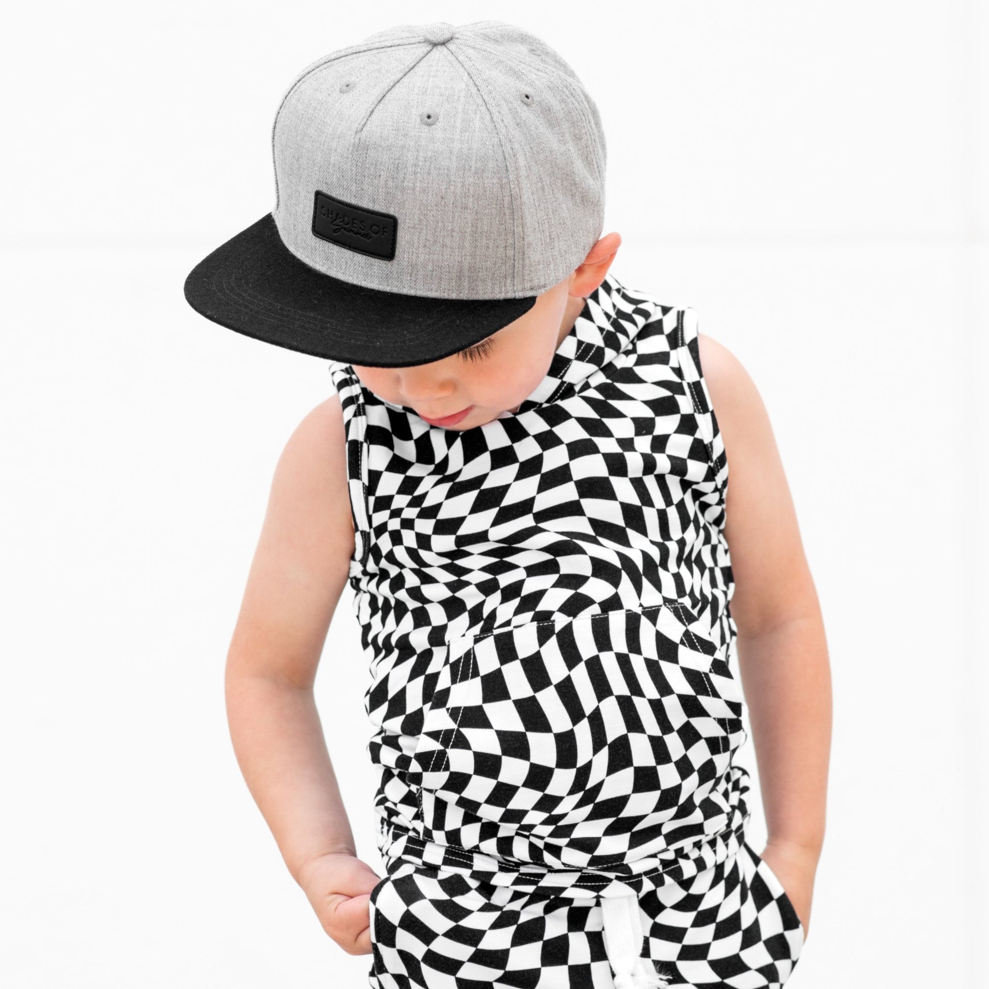 BAMBOO HOODIE TANK - Black Dizzy Check - Mack & Harvie