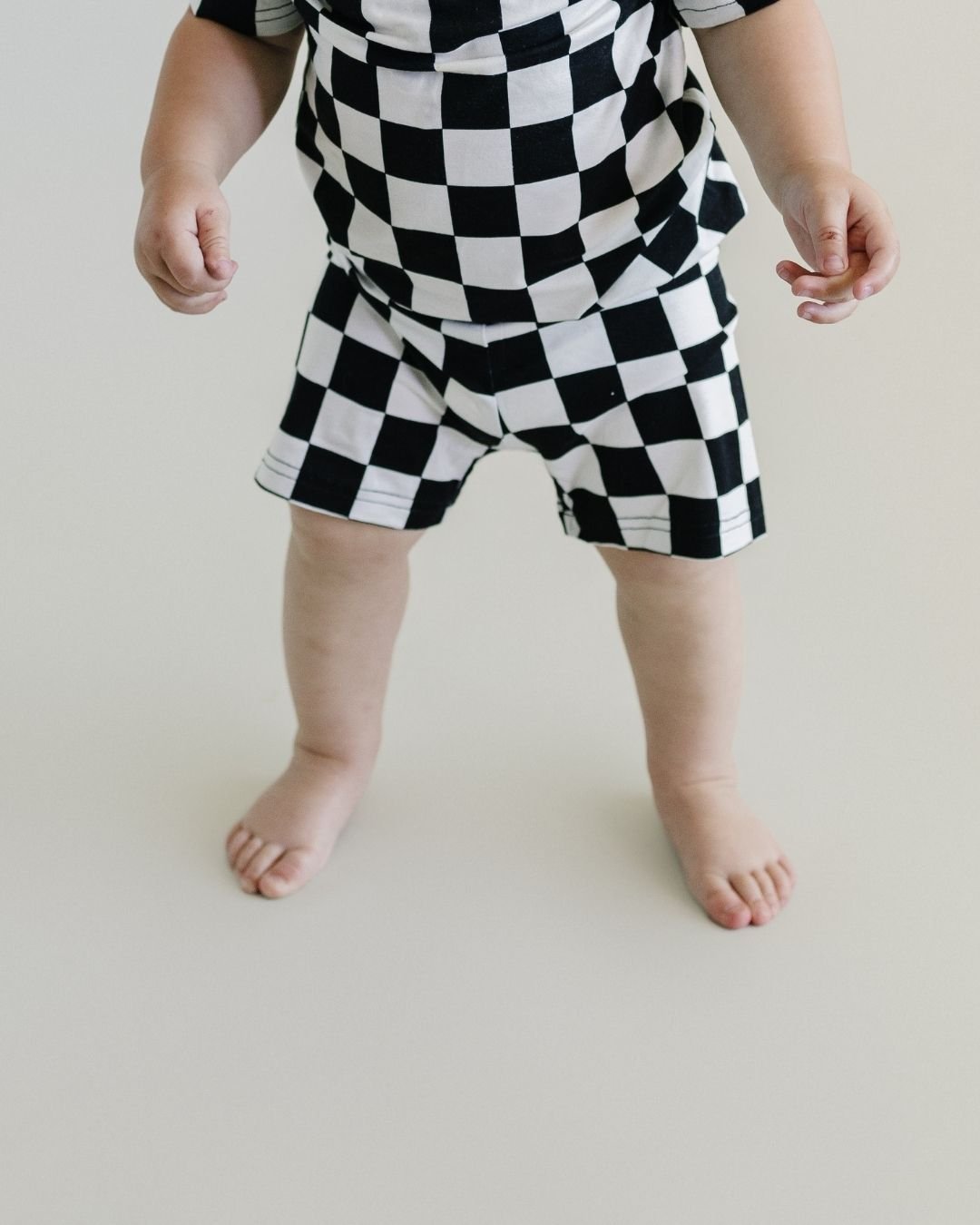 Bamboo Two Piece Shorts Set | Black Checkered - Mack & Harvie