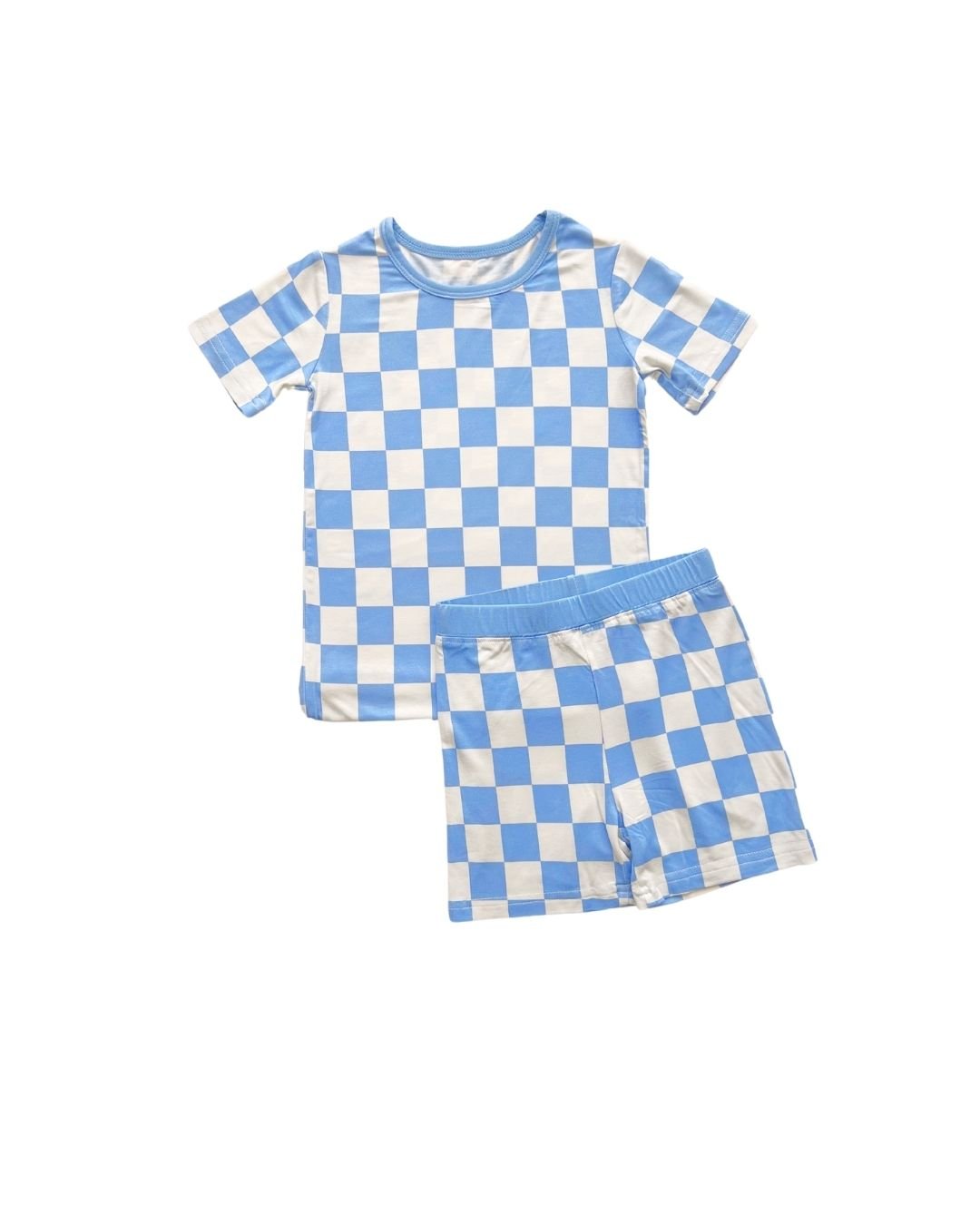 Bamboo Two Piece Shorts Set | Blue Checkered - Mack & Harvie