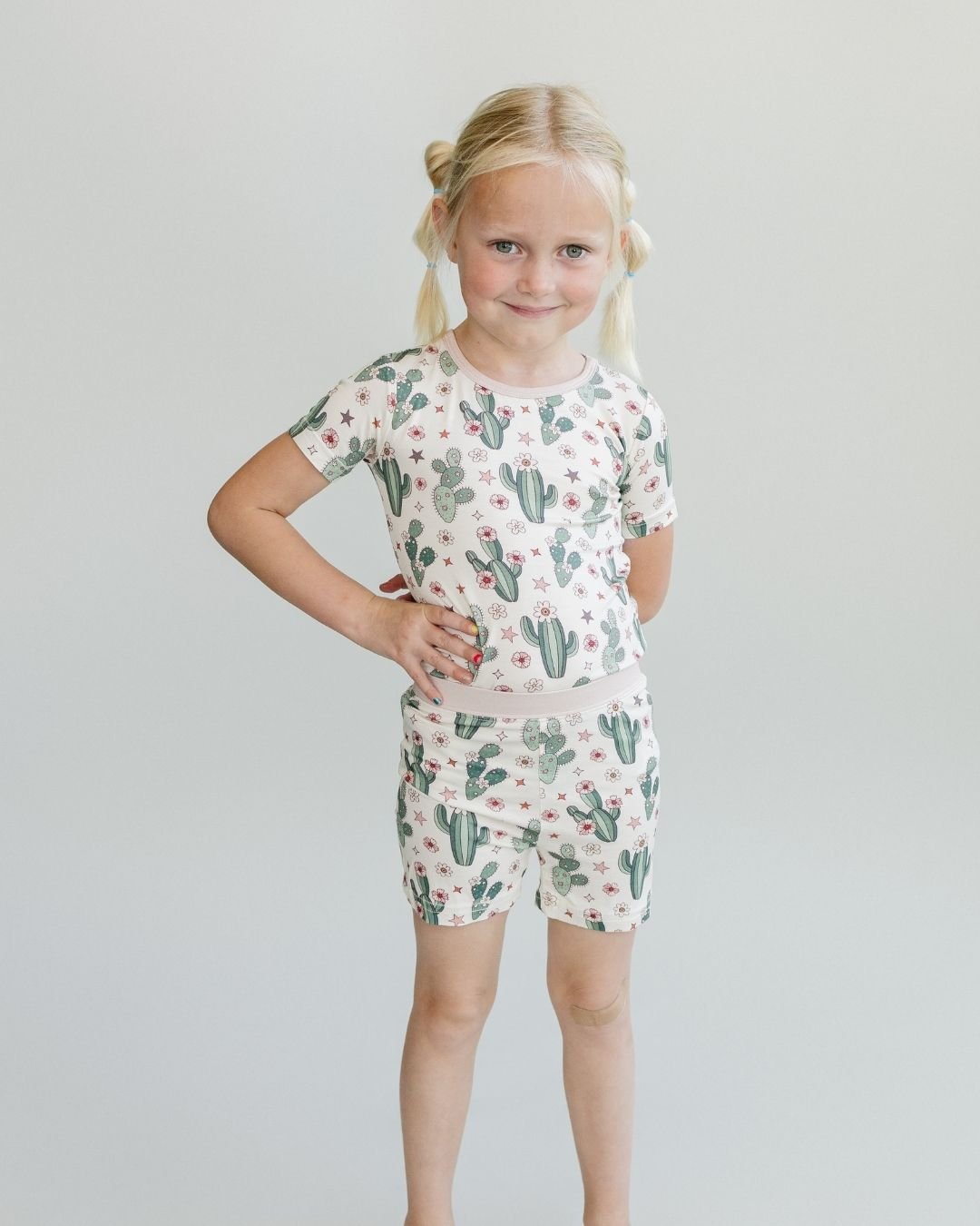Bamboo Two Piece Shorts Set | Cactus Flowers - Mack & Harvie