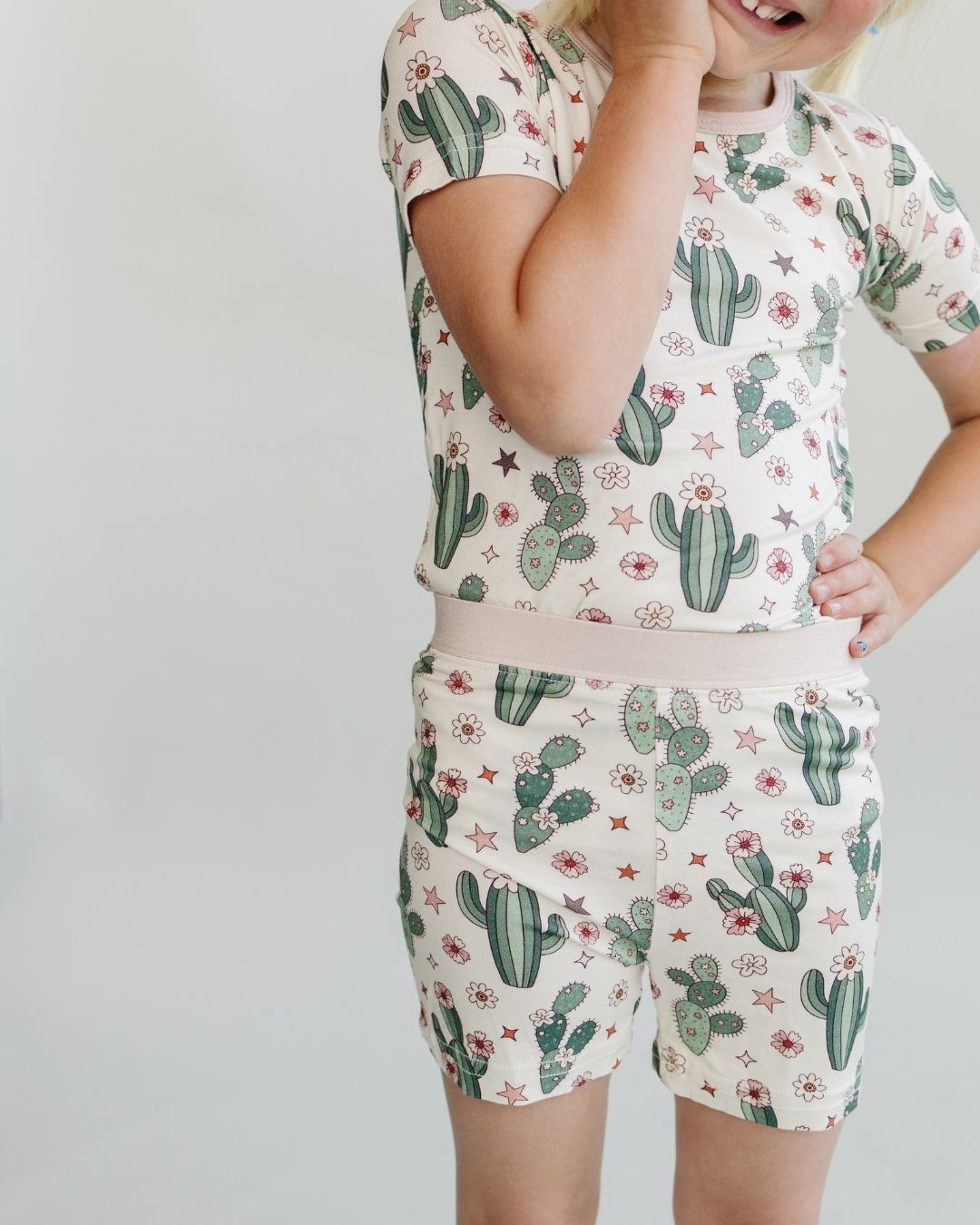 Bamboo Two Piece Shorts Set | Cactus Flowers - Mack & Harvie