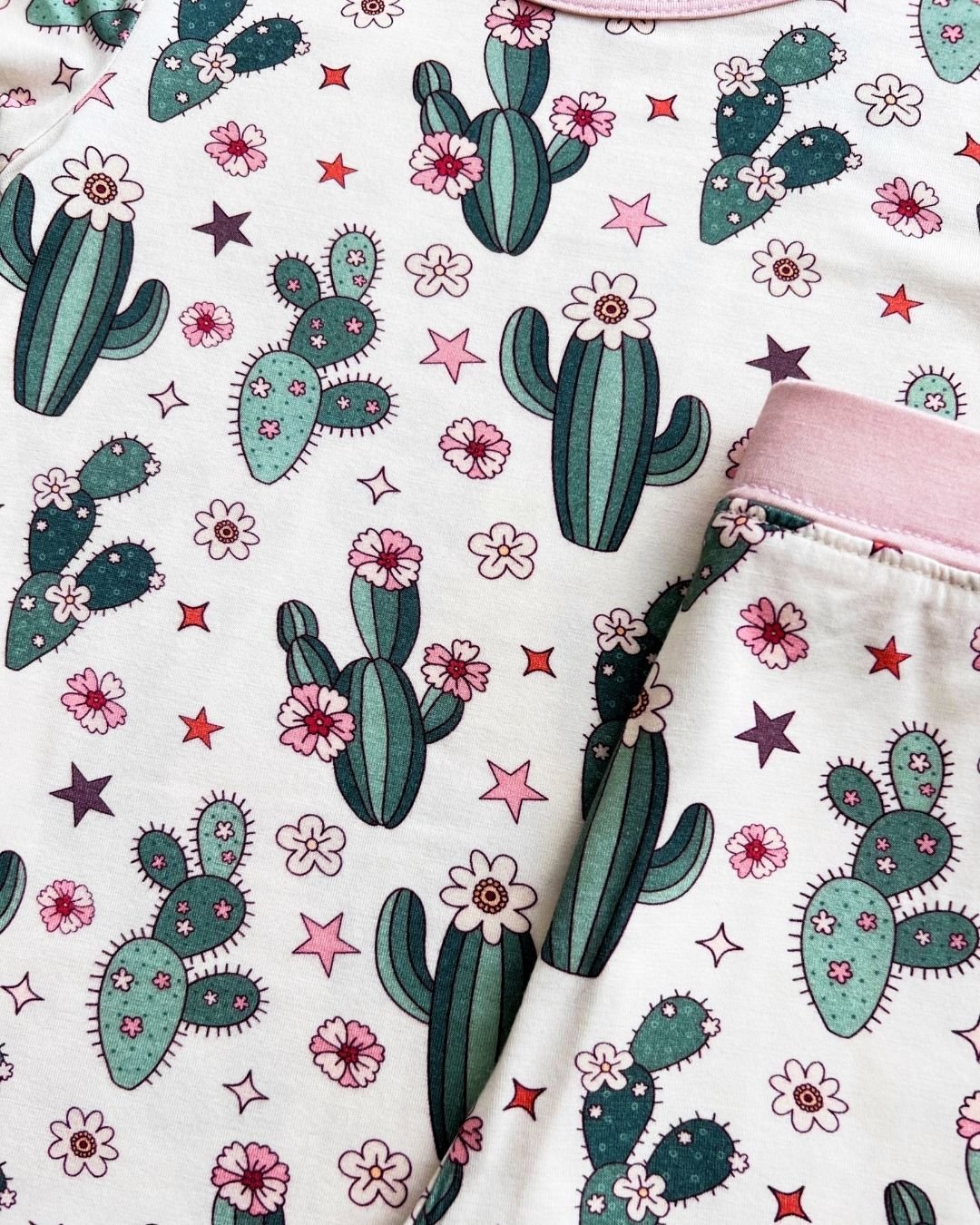 Bamboo Two Piece Shorts Set | Cactus Flowers - Mack & Harvie