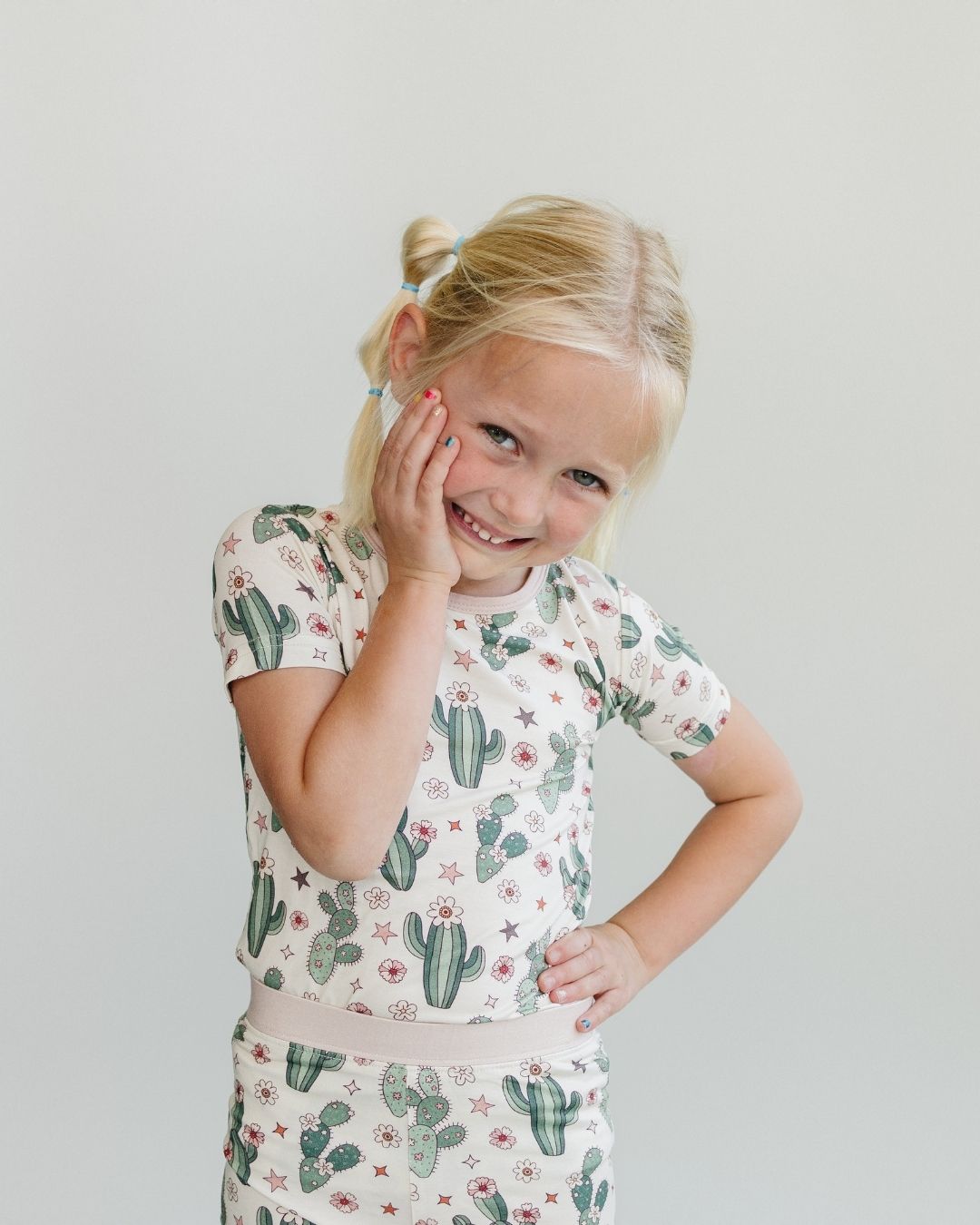 Bamboo Two Piece Shorts Set | Cactus Flowers - Mack & Harvie