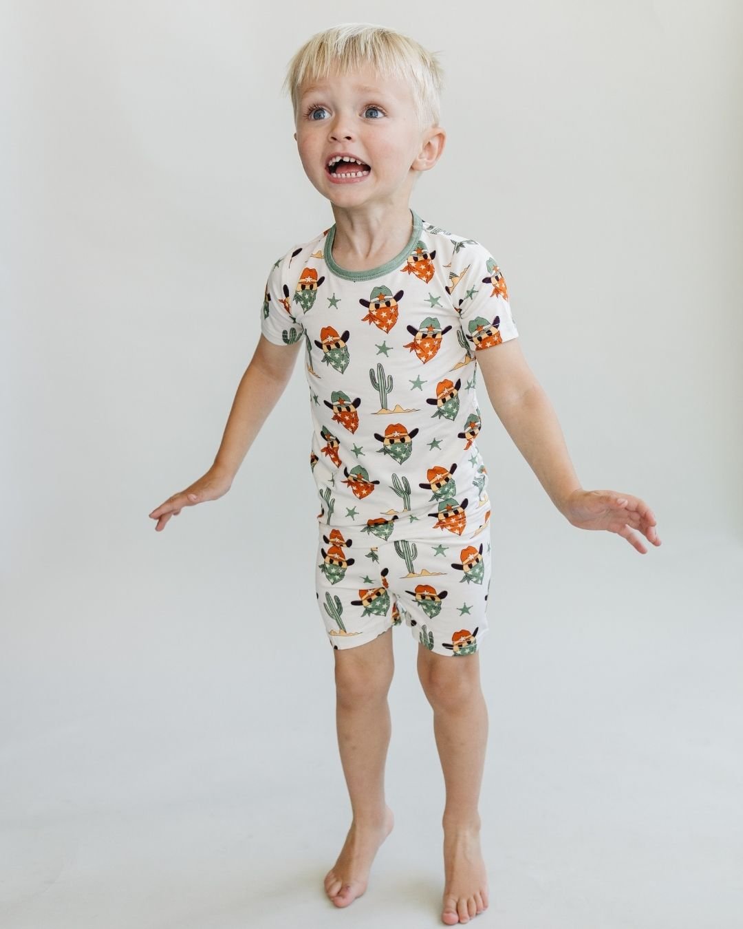 Bamboo Two Piece Shorts Set | Smiley Cowboy - Mack & Harvie