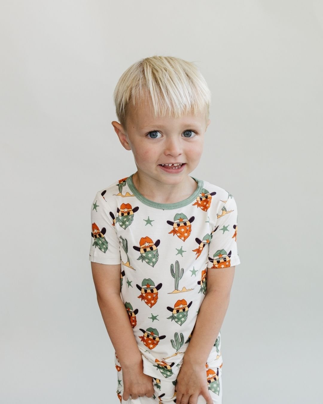 Bamboo Two Piece Shorts Set | Smiley Cowboy - Mack & Harvie