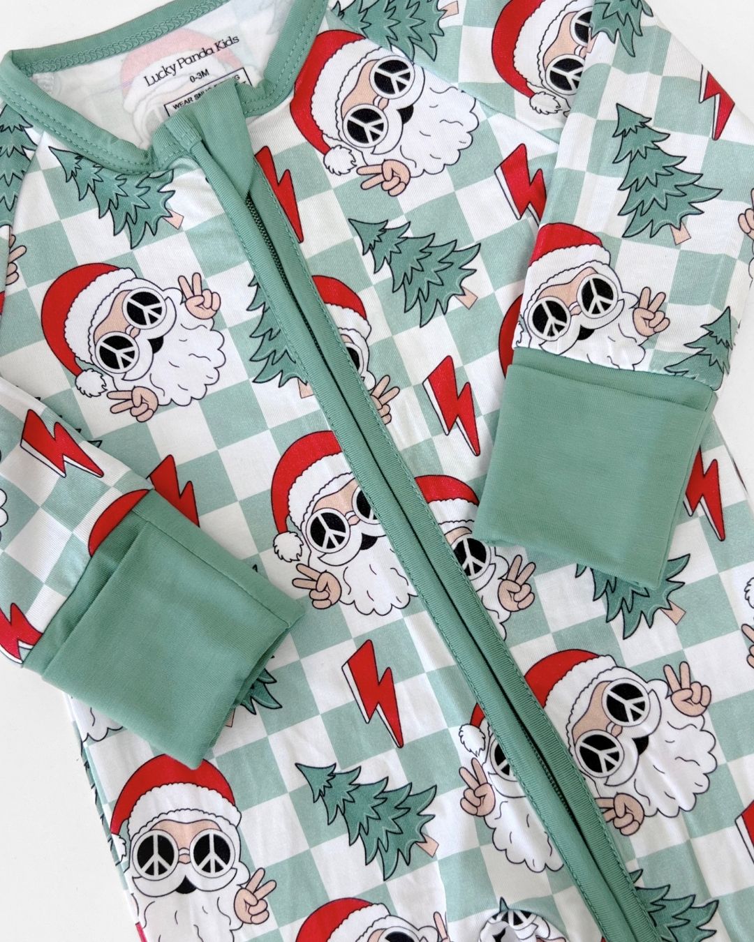 Bamboo Zip Romper | Checkered Santa - Mack & Harvie