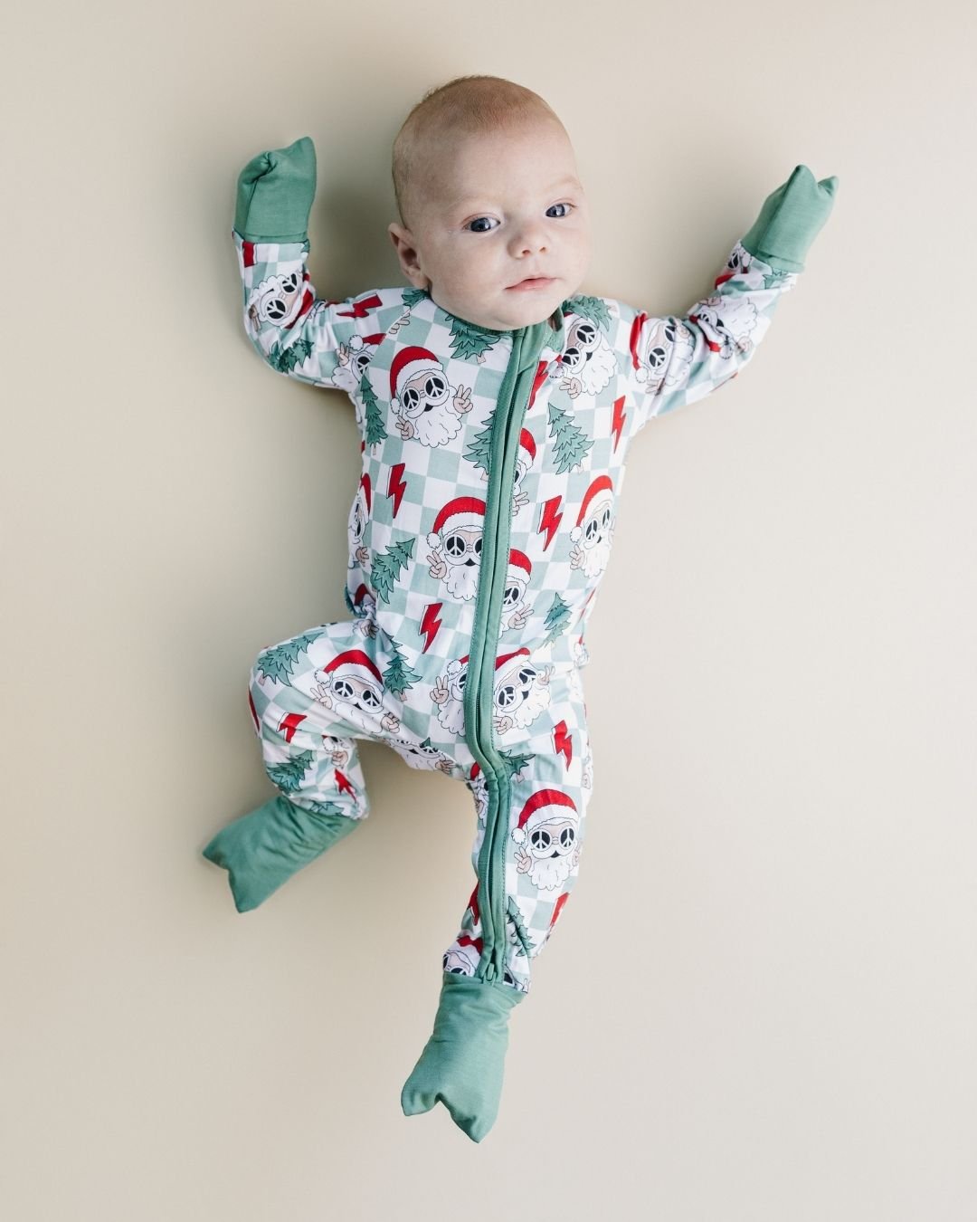 Bamboo Zip Romper | Checkered Santa - Mack & Harvie