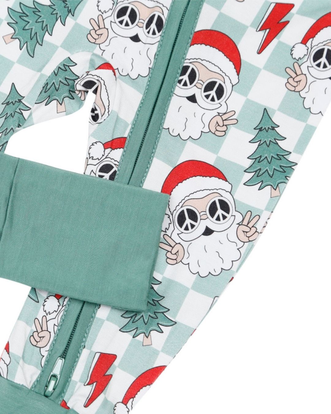 Bamboo Zip Romper | Checkered Santa - Mack & Harvie