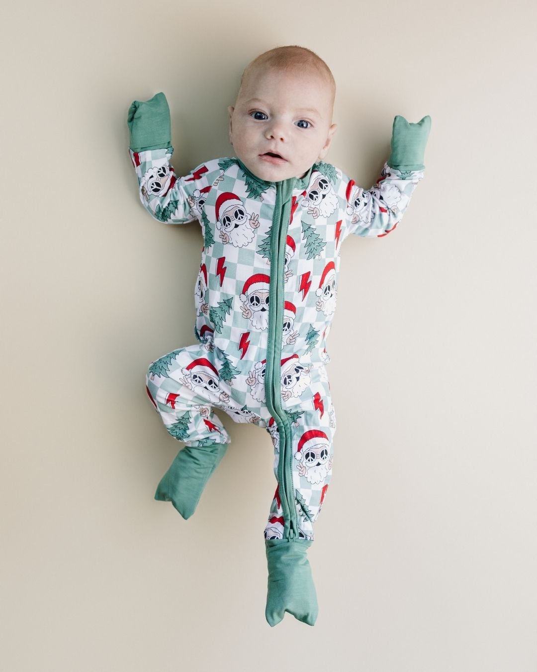 Bamboo Zip Romper | Checkered Santa - Mack & Harvie
