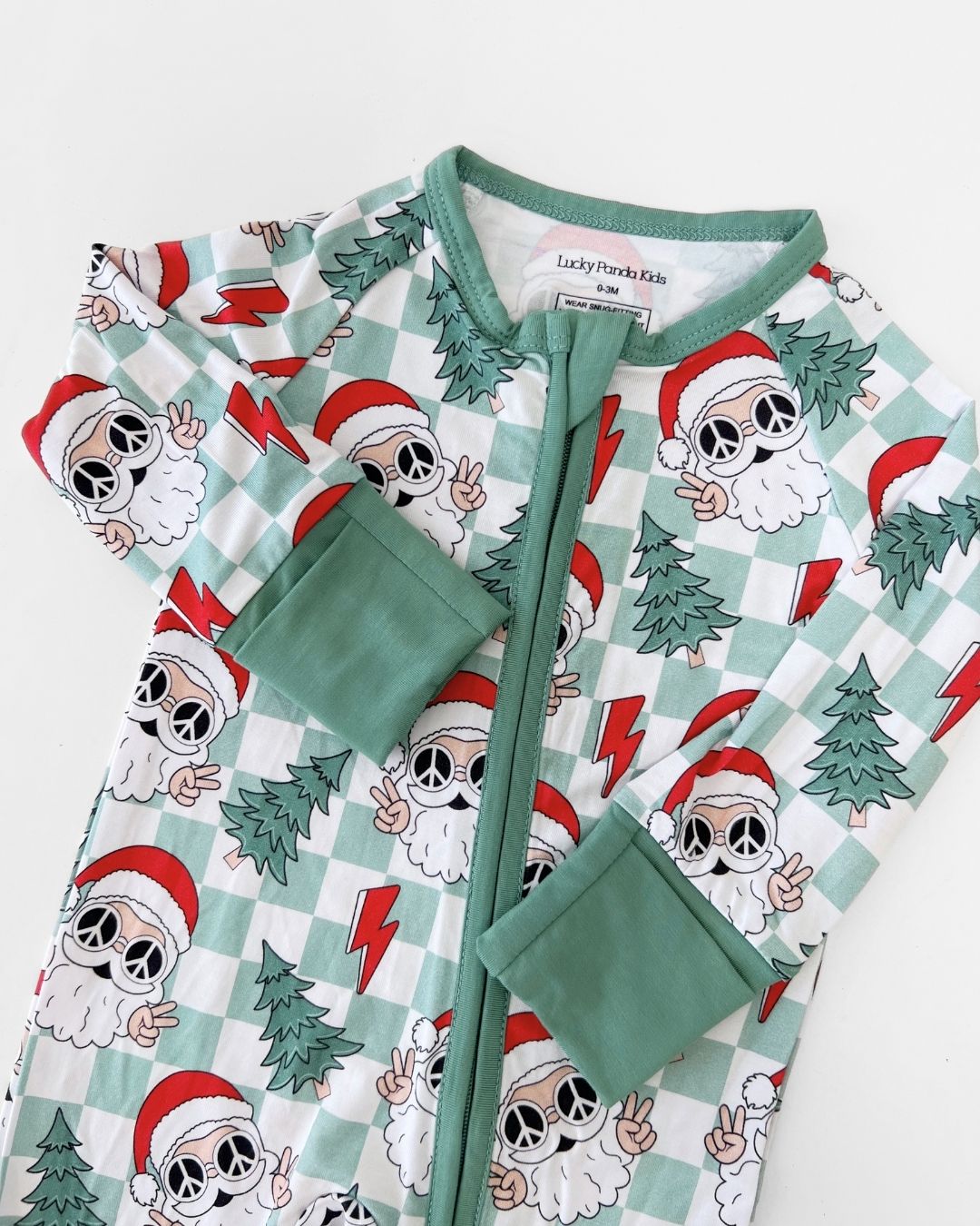 Bamboo Zip Romper | Checkered Santa - Mack & Harvie