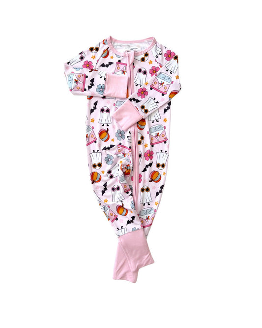 Bamboo Zip Romper | Retro Ghost - Mack & Harvie