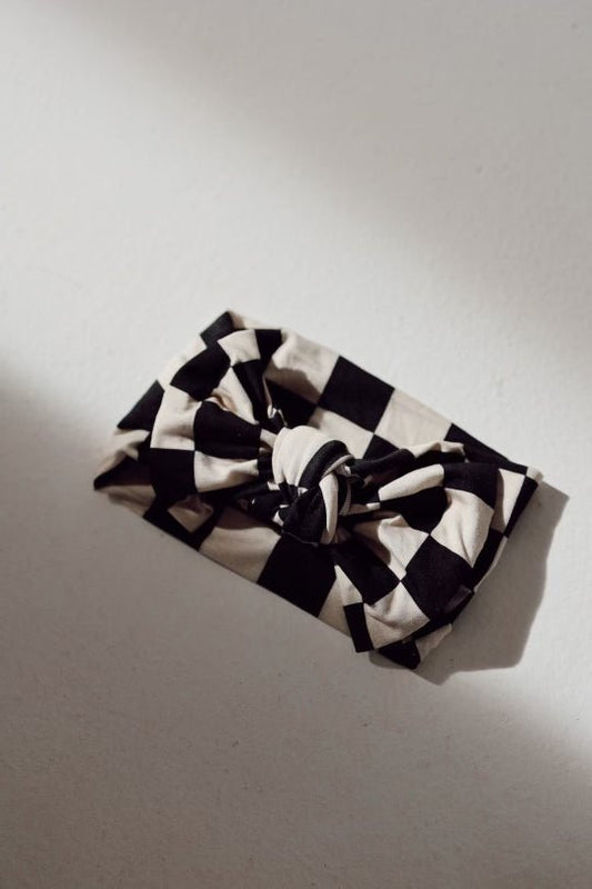 Black Checkerboard | Bamboo Head Wrap - Mack & Harvie