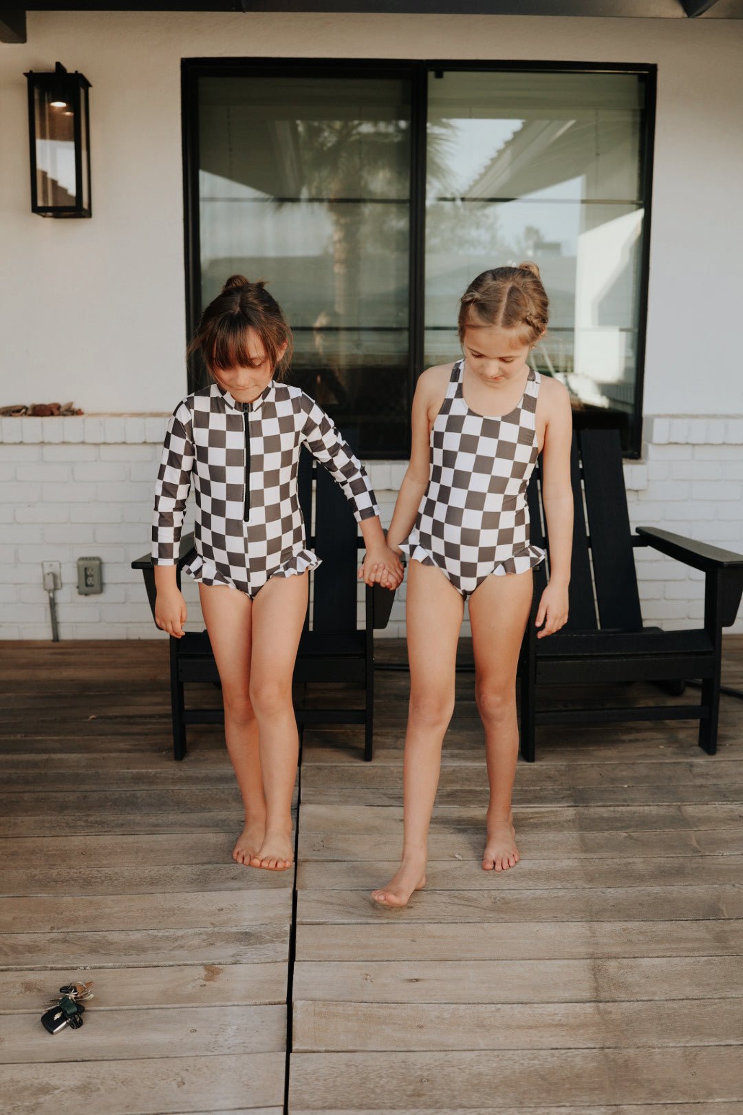 Black Checkerboard | Sleeveless Swimsuit - Mack & Harvie