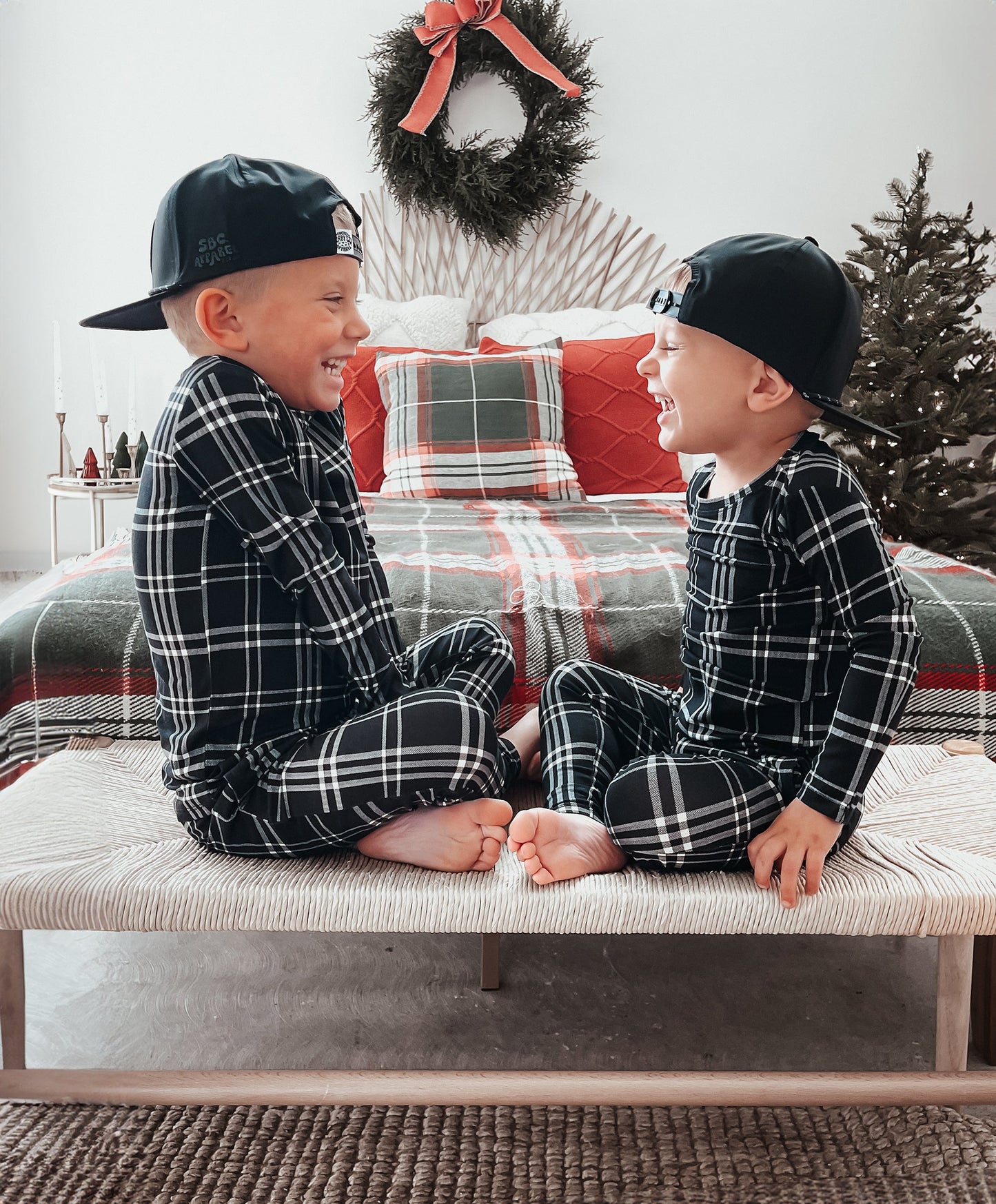 Black Plaid Two-Piece Set