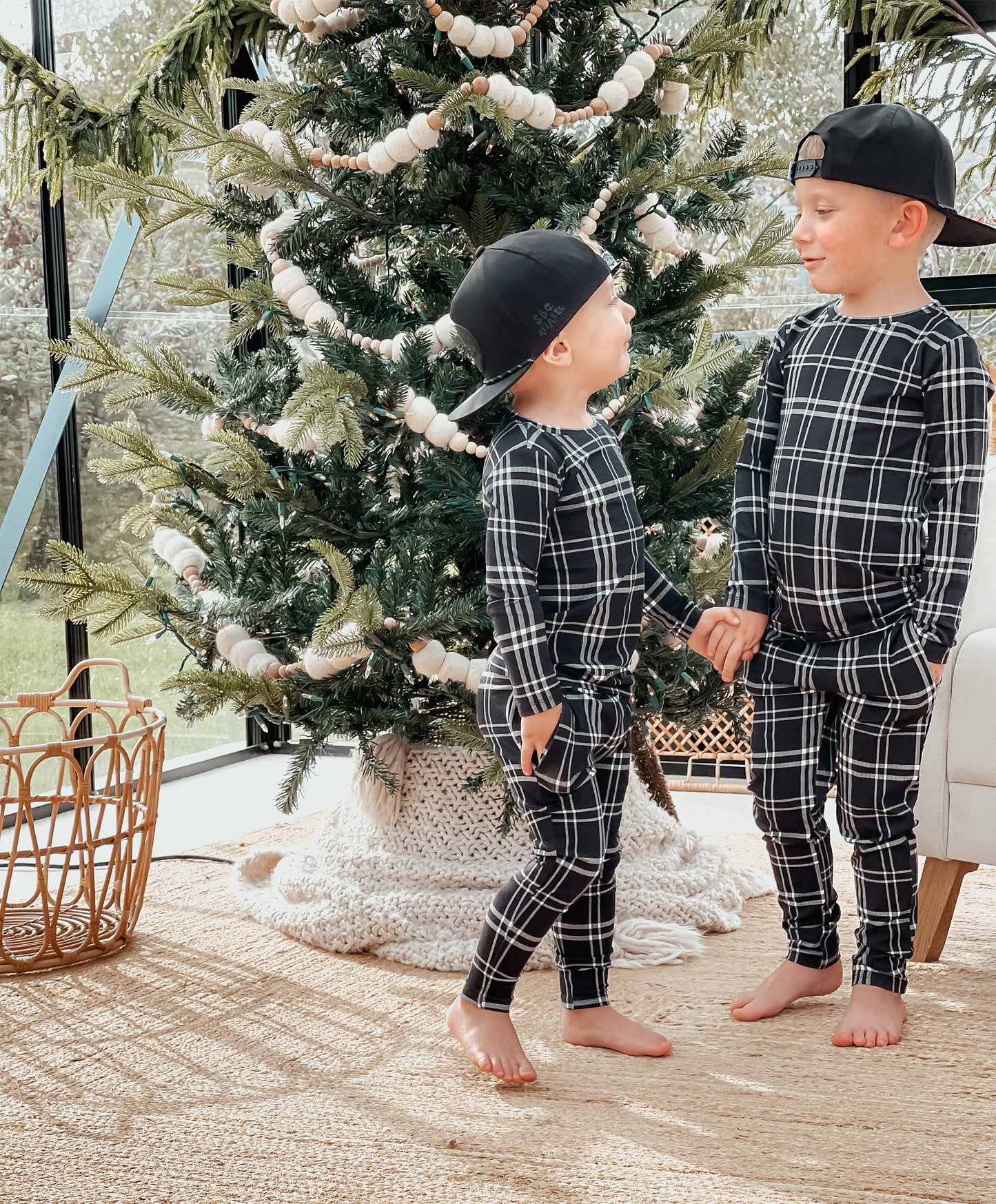 Black Plaid Two-Piece Set
