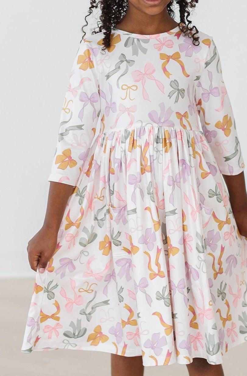Boho Bows 3/4 Sleeve Pocket Twirl Dress - Mack & Harvie