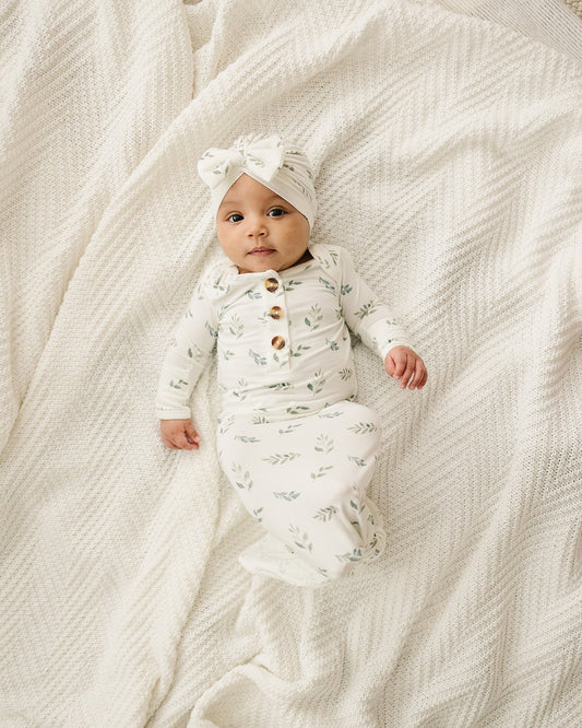 Bow Turban Hat - Green Leaves - Mack & Harvie