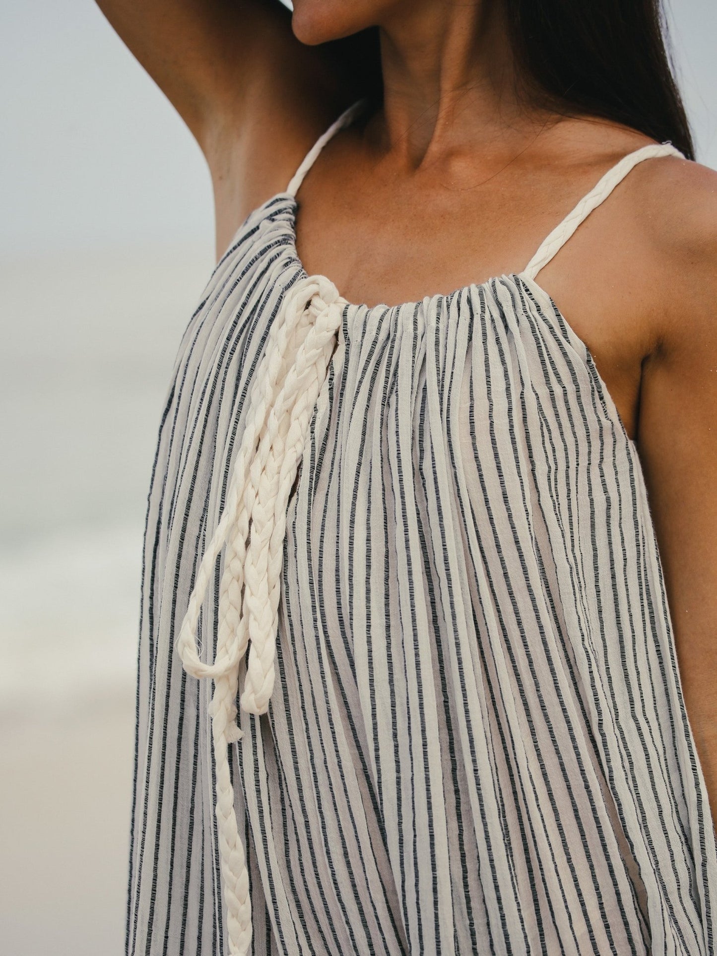 Breeze Beach Dress - Black Stripes - Mack & Harvie