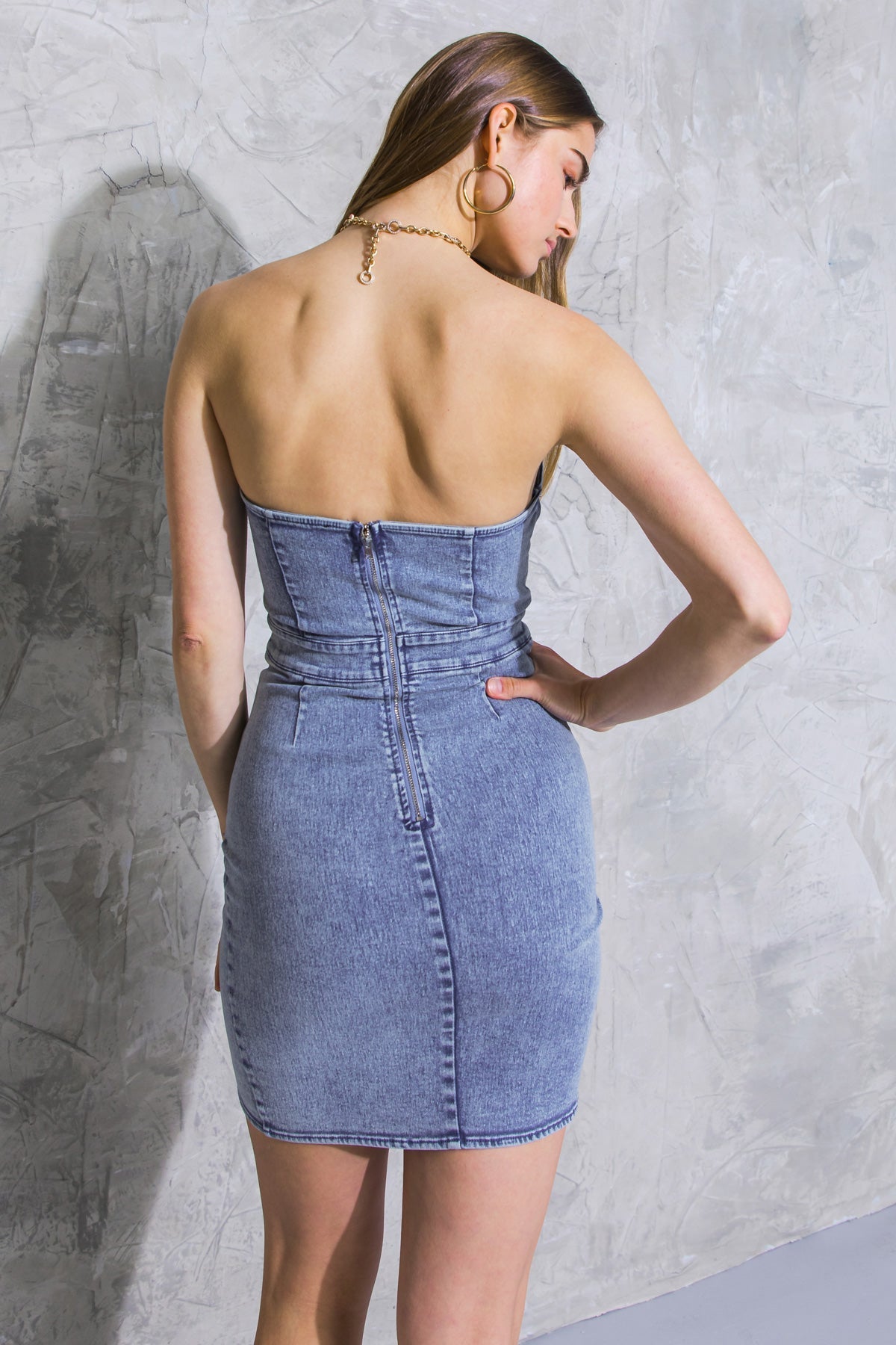 BRIGHT STAR DENIM MINI DRESS - Mack & Harvie