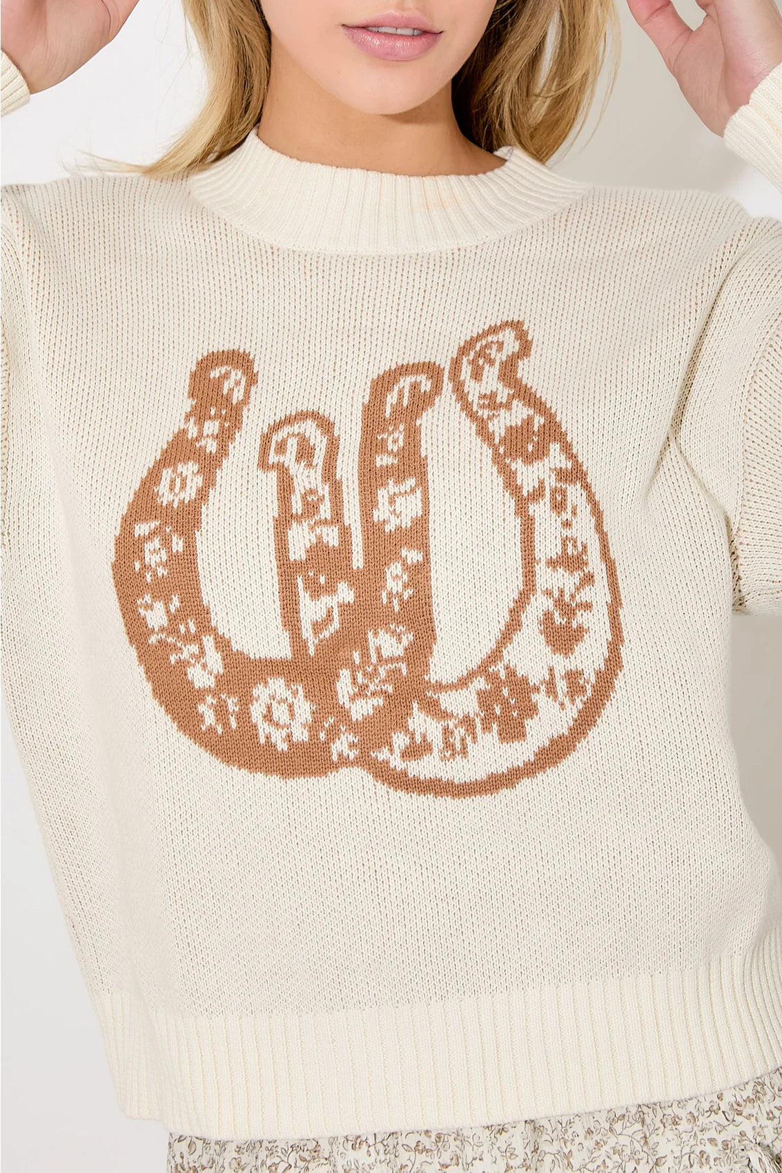 Floral Horseshoe Sweater