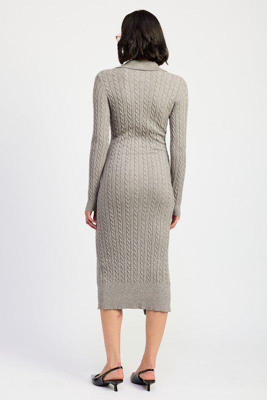 BUTTONED LONG SLEEVE CABLE KNIT DRESS - Mack & Harvie