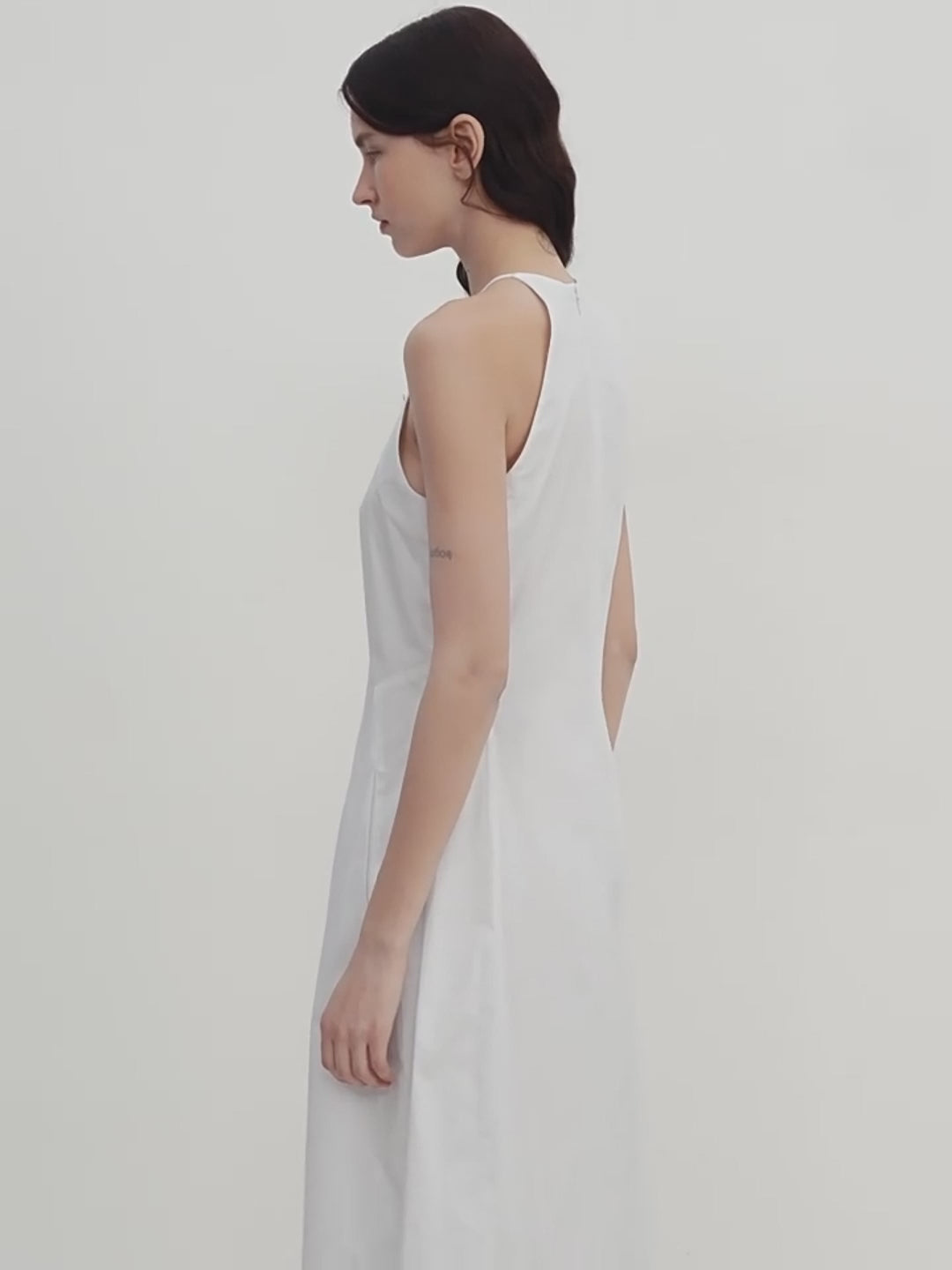 "Piano Music" Halterneck Waist-Cinching Cocoon Dress