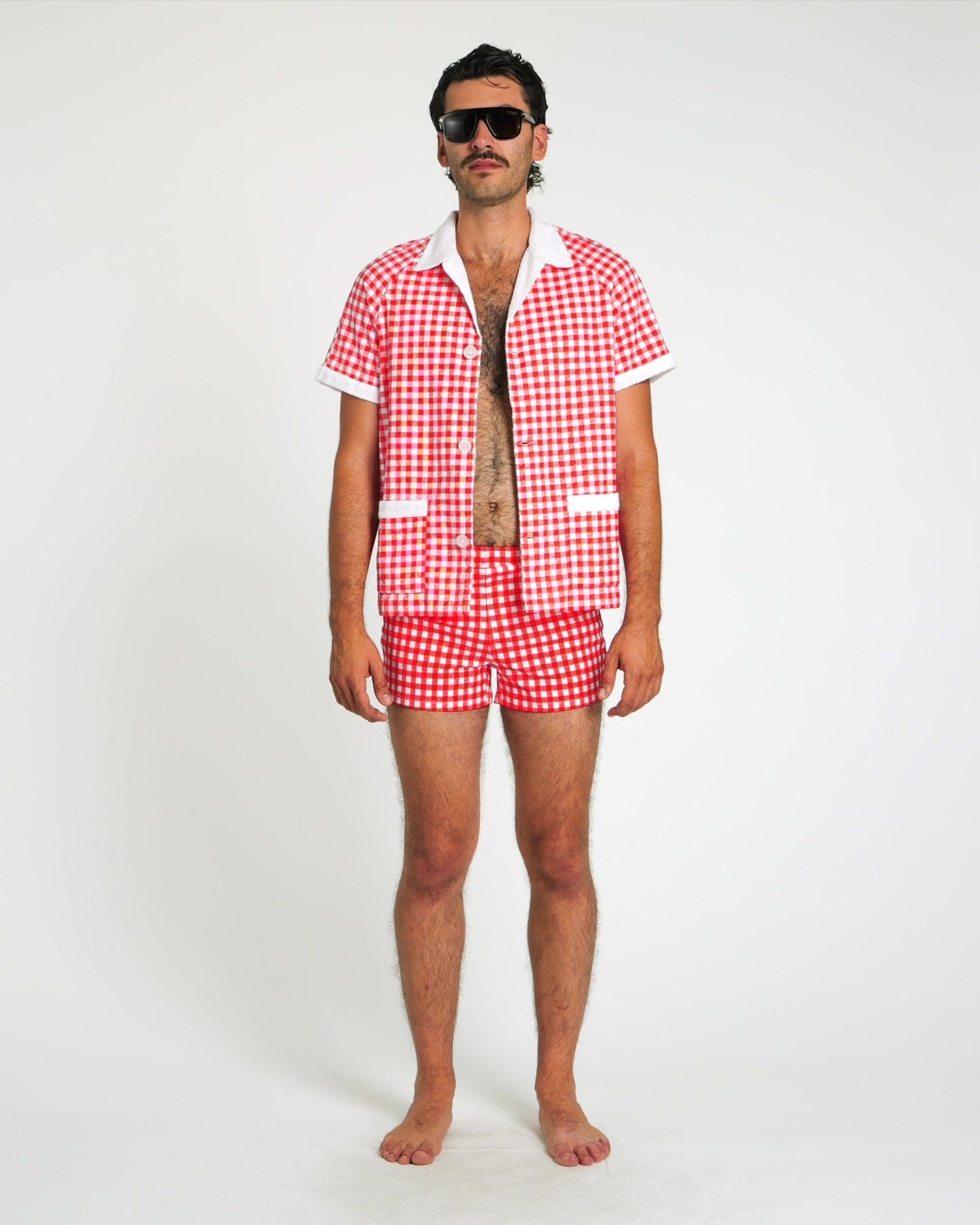 Gingham Cabana Shirt (Red)