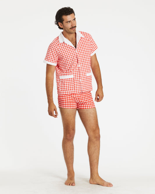 Gingham Cabana Shirt (Red)