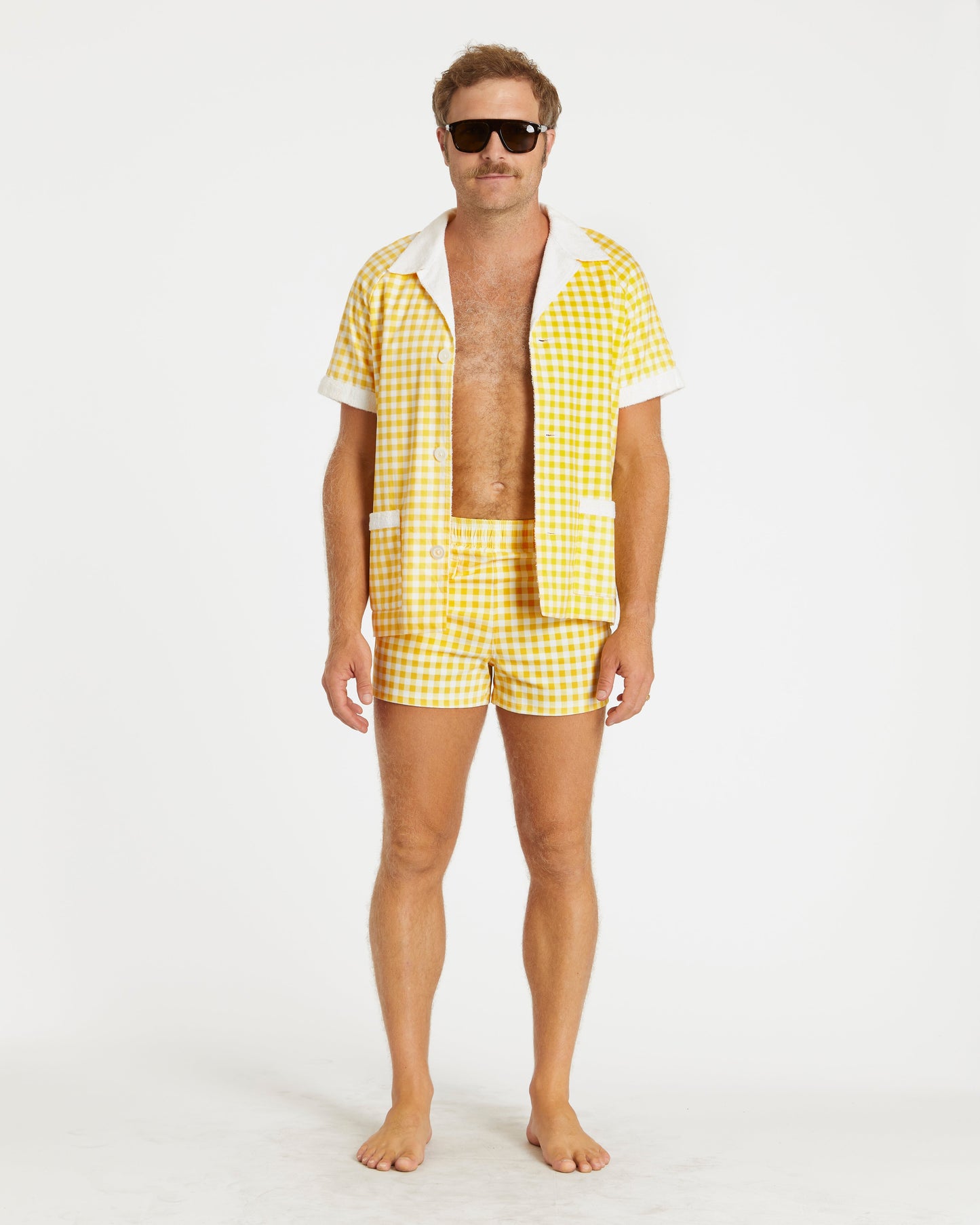 Gingham Cabana Shirt (Yellow)