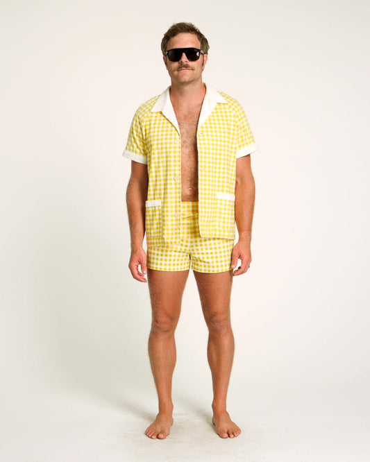 Gingham Cabana Shirt (Yellow)