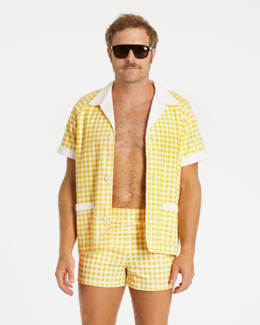 Gingham Cabana Shirt (Yellow)