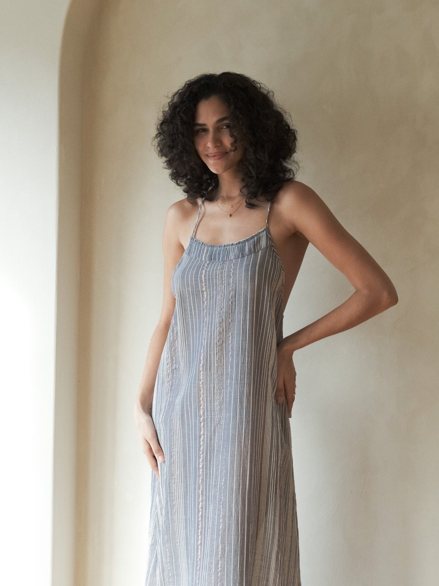 Canggu Maxi Dress - Navy With Stripes