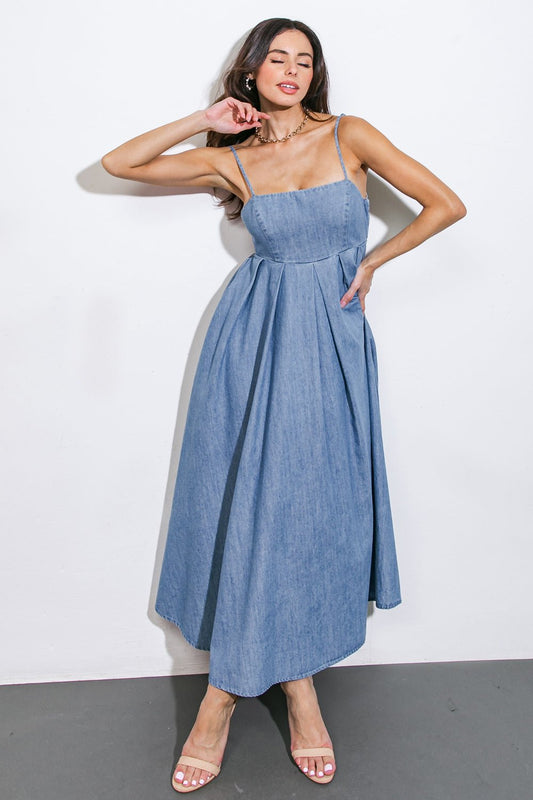 CAPTIVATING HEART DENIM MIDI DRESS - Mack & Harvie