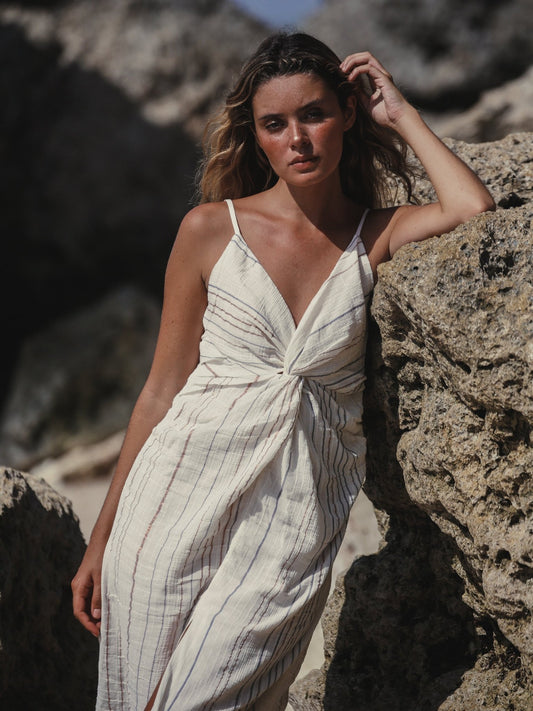 Celia Striped Dress - Natural - Mack & Harvie
