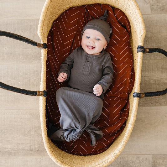 Charcoal Organic Ribbed Newborn Knot Hat - Mack & Harvie