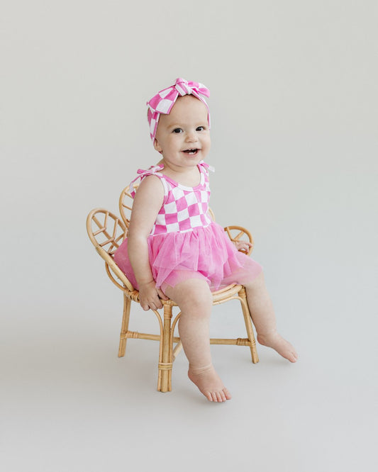 Checkered Headband | Bubble Gum - Mack & Harvie