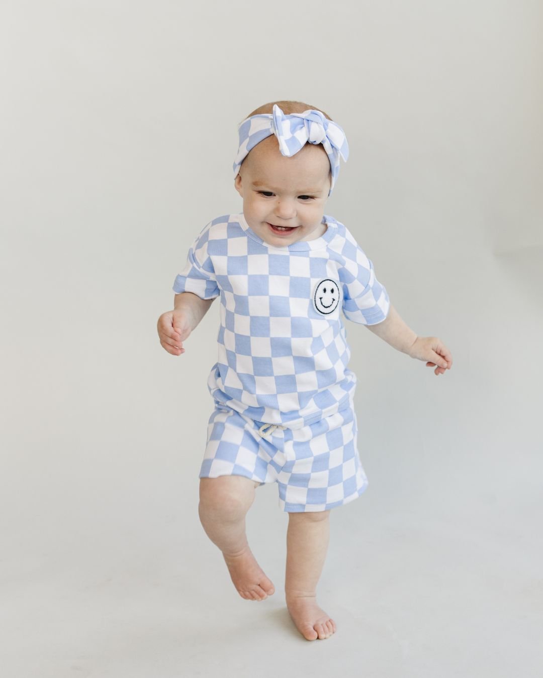 Checkered Shorts Set | Blue - Mack & Harvie