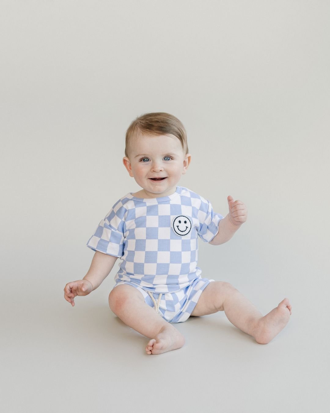 Checkered Shorts Set | Blue - Mack & Harvie