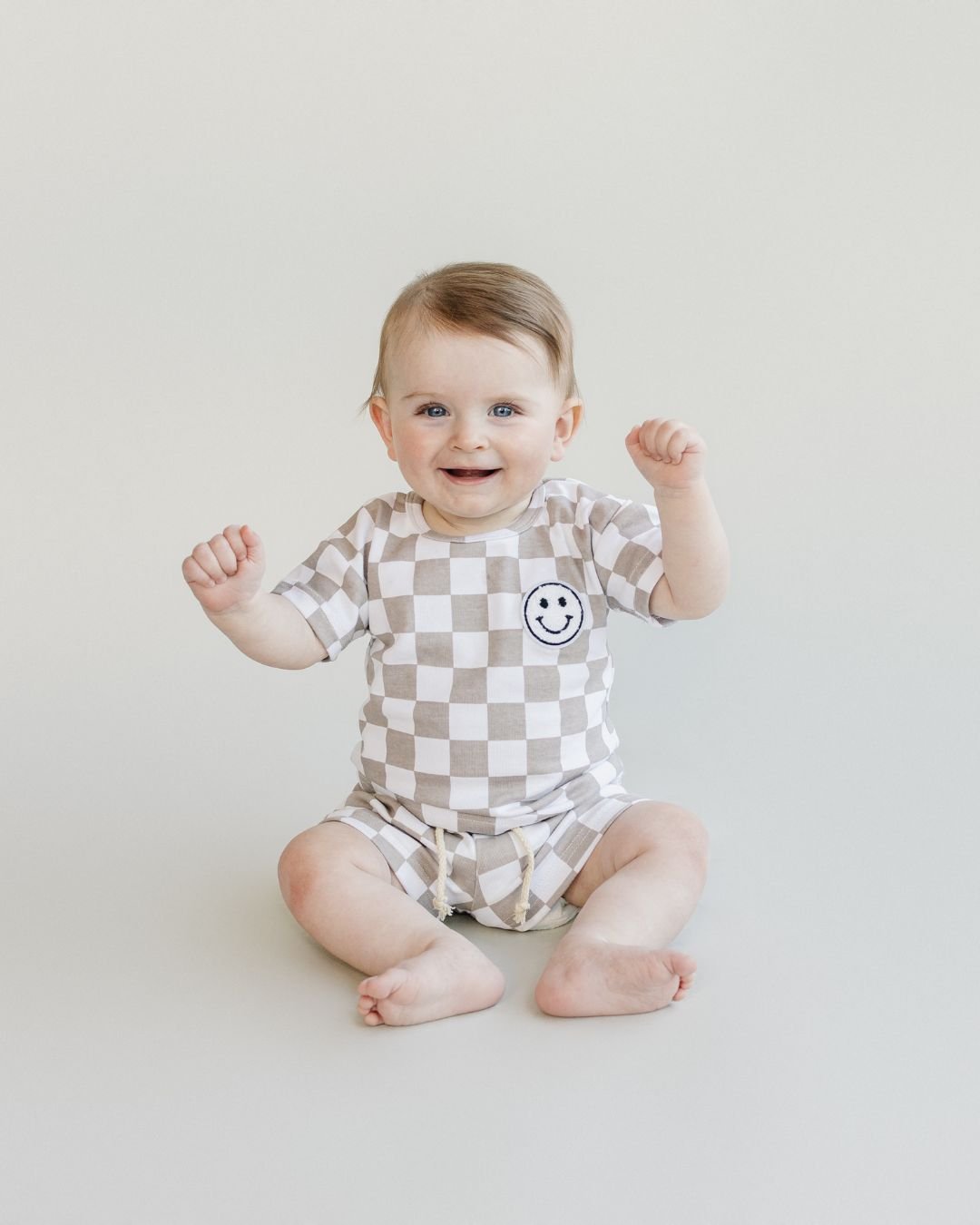 Checkered Shorts Set | Latte - Mack & Harvie