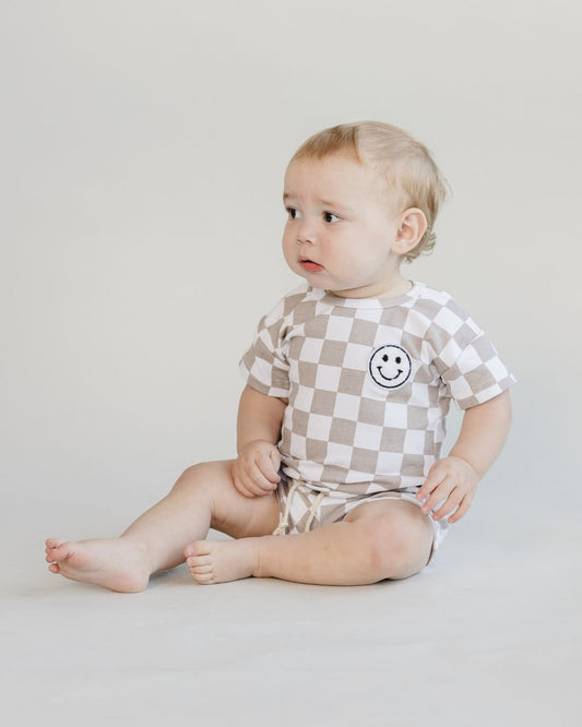 Checkered Shorts Set | Latte - Mack & Harvie