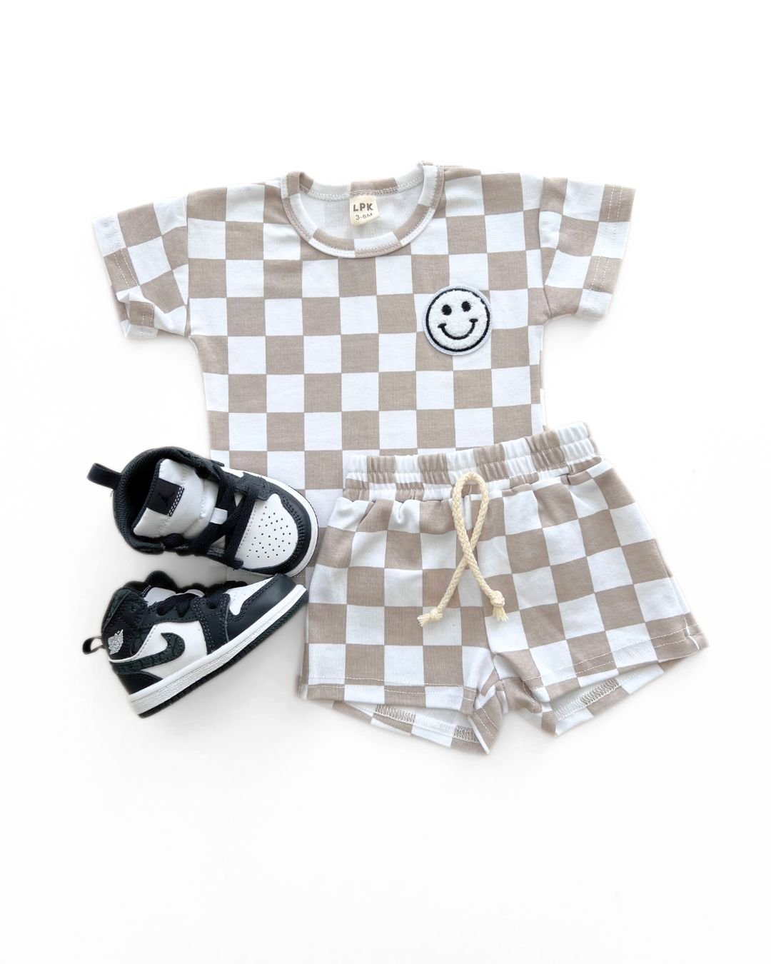 Checkered Shorts Set | Latte - Mack & Harvie