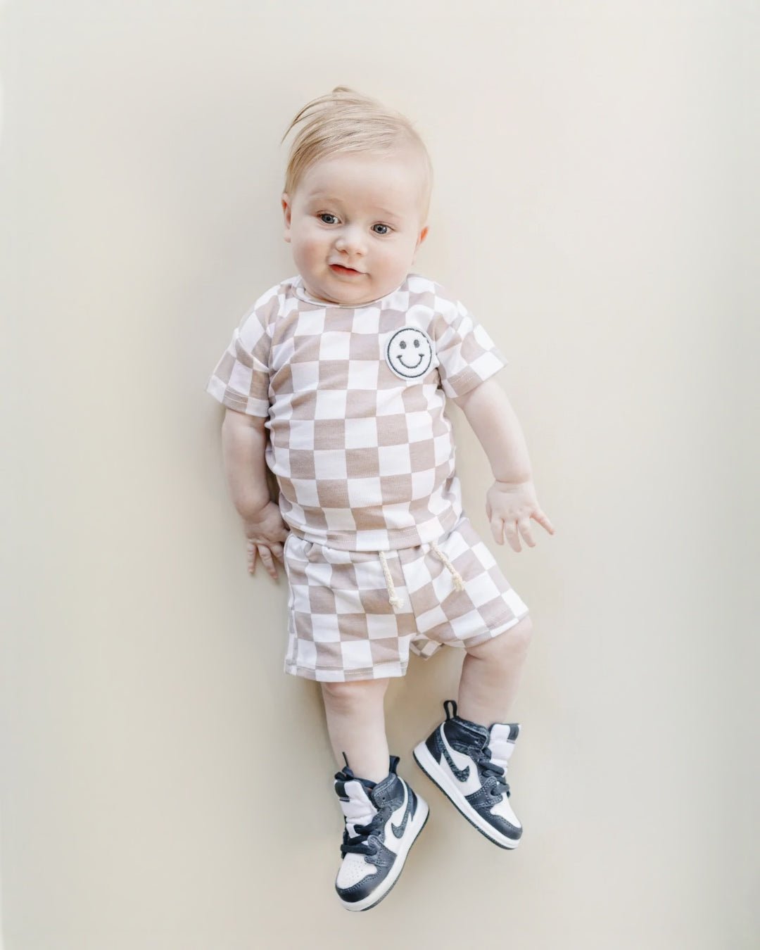 Checkered Shorts Set | Latte - Mack & Harvie