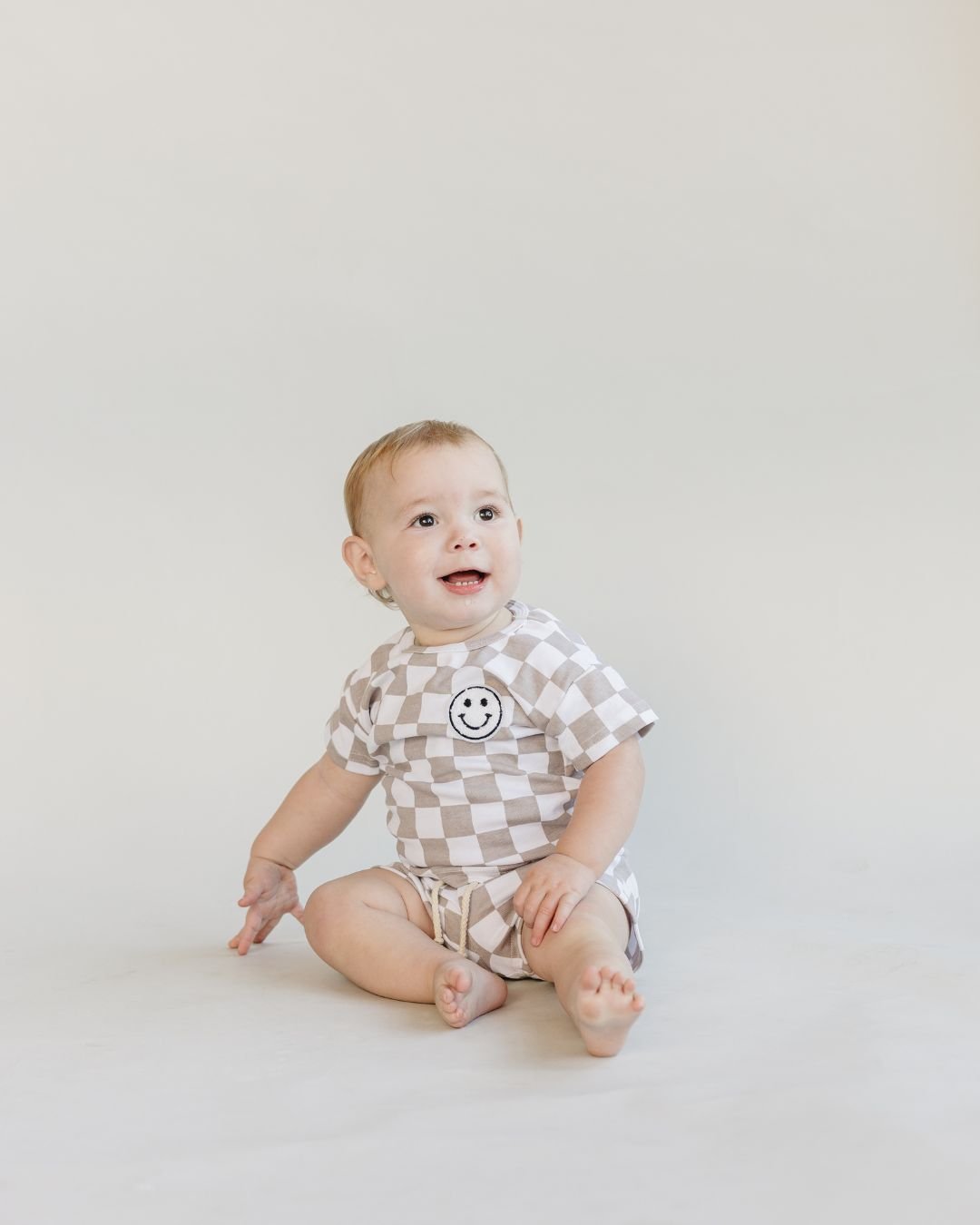 Checkered Shorts Set | Latte - Mack & Harvie