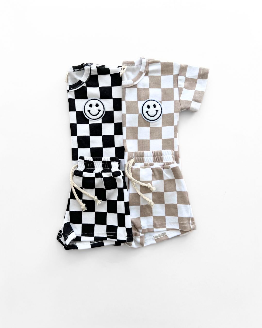 Checkered Shorts Set | Latte - Mack & Harvie