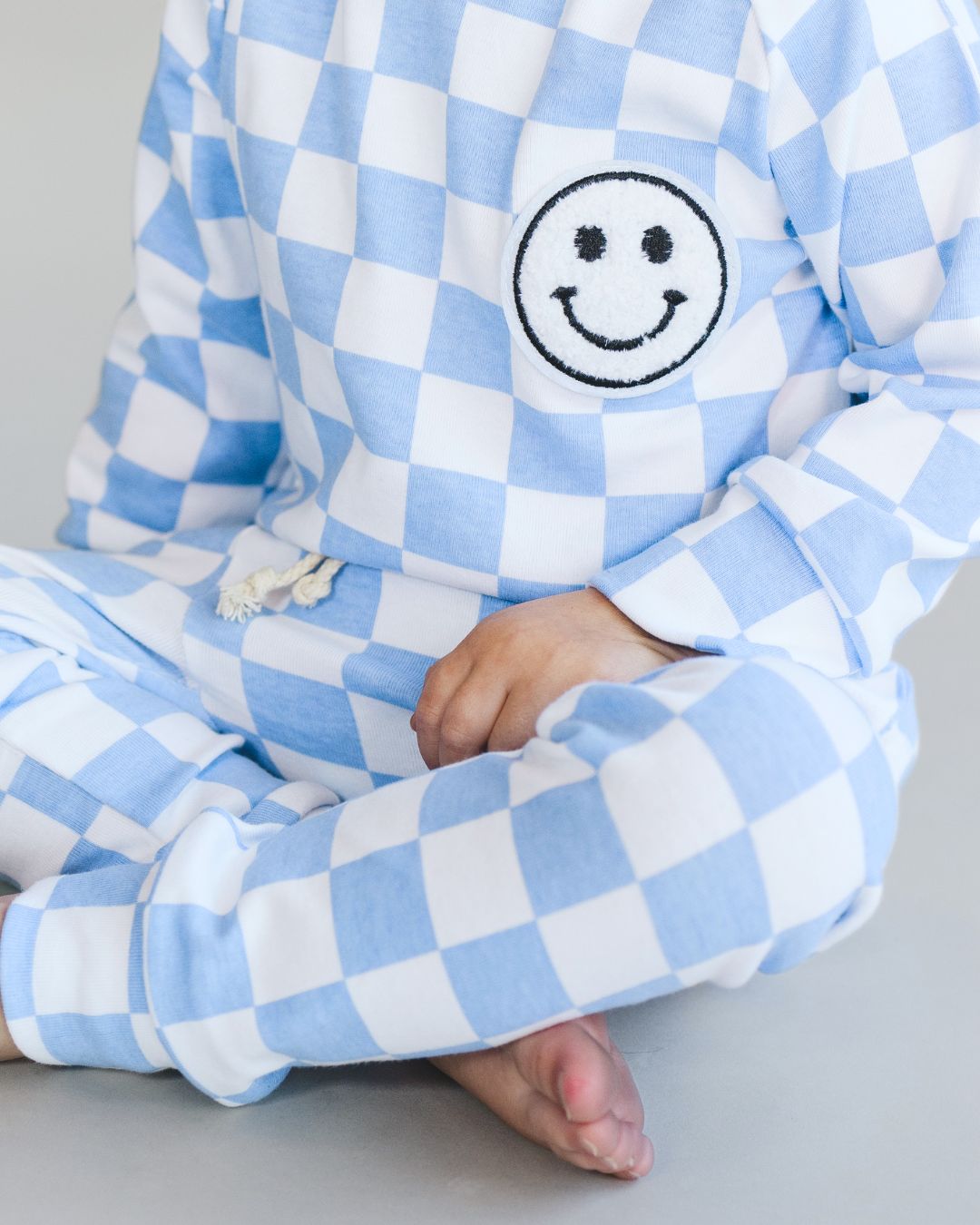 Checkered Smiley Lounge Set | Blue - Mack & Harvie